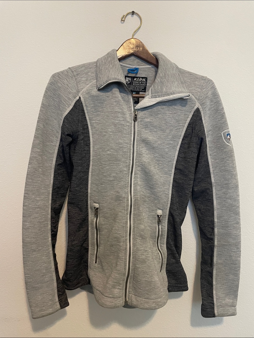Kuhl Men’s Two-Tone Lightweight Zip Jacket in Light Gray and Charcoal